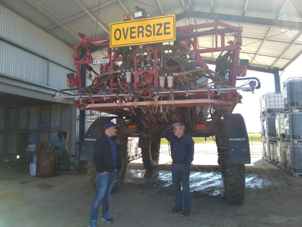 Dr De Michele inspecting farm AgTech on his 2022 trip to Australia